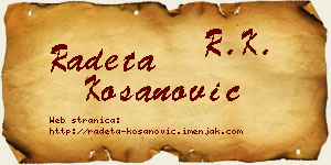 Radeta Kosanović vizit kartica